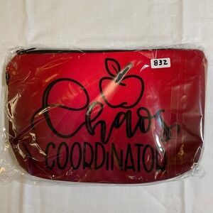 The Pouch Makeup Bag Red NWT Chaos Coordinator Graphic Travel Case